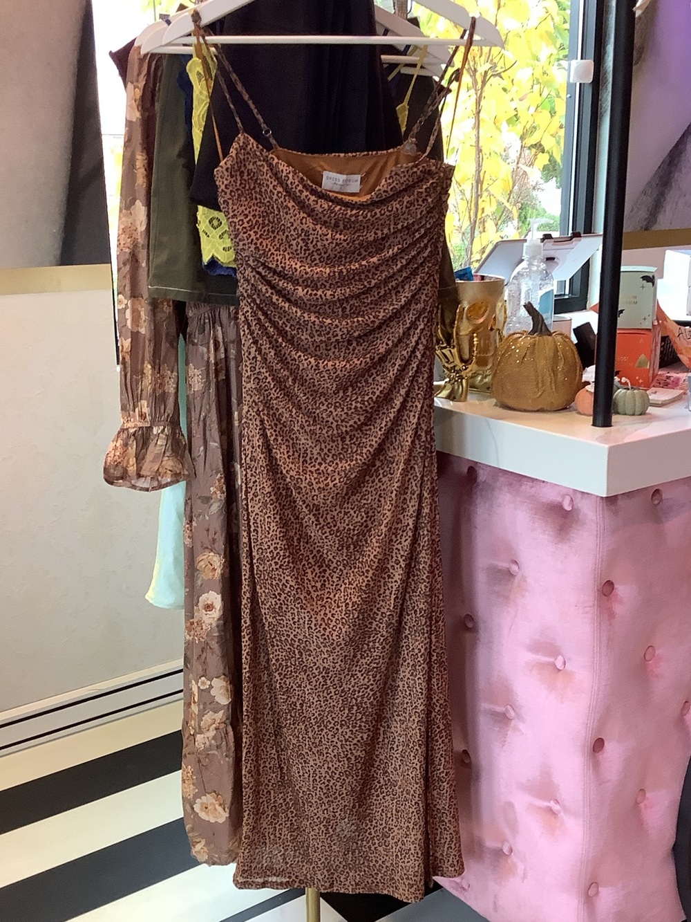 Leopard-Print Slip Maxi Dress - Brown